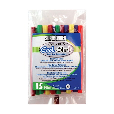 Surebonder Surebonder 0.3 in. D X 4 in. L Cool Shot Mini Glue Sticks Assorted Colors 15 pk CS-15VC